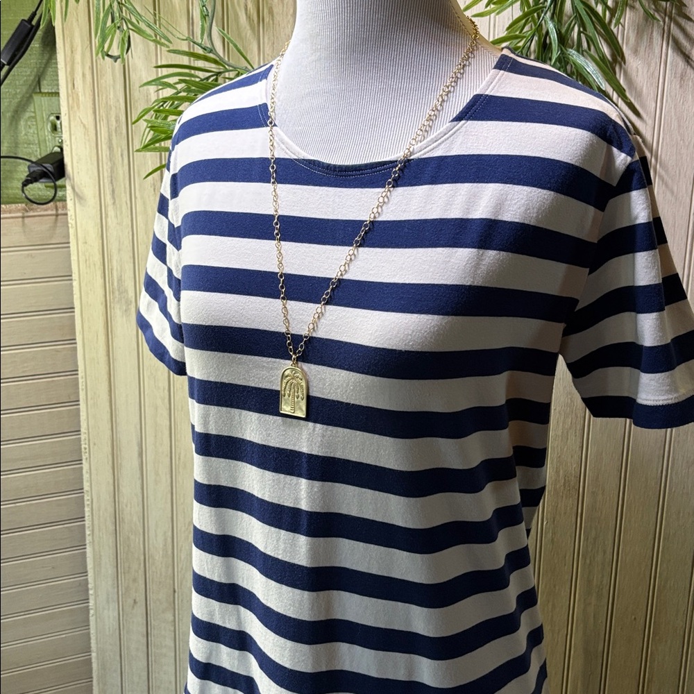 Vineyard Vines Navy and White Striped Dress, Short Sleeves, Zipper Back, Small - Picture 2 of 14